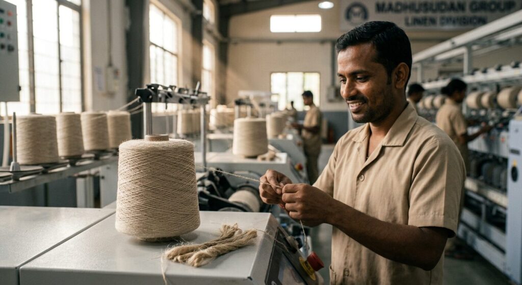 Linen Yarn Manufacturers in India: Why Madhusudan Group Leads the Way in 100% Pure Linen Yarn 1 Linen Yarn Manufacturers in India