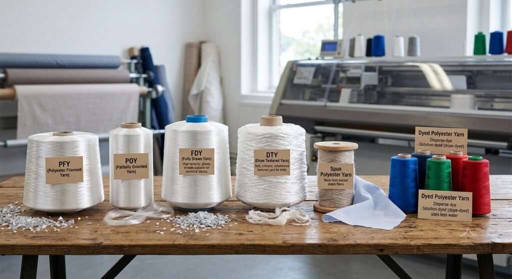 Recycled Polyester Yarn: Everything Buyers Need to Know 4 types of polyester yarn