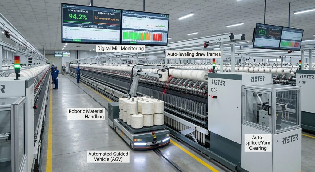 Yarn Manufacturing Process: The Complete Step-by-Step Guide to How Yarn Is Made 13 Automation in Yarn Manufacturing