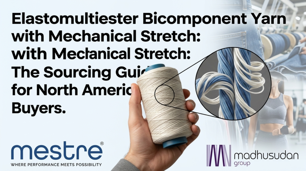 Elastomultiester Bicomponent Yarn with Mechanical Stretch