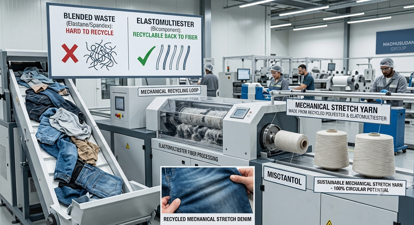 Elastomultiester Bicomponent Yarn with Mechanical Stretch: The Complete Sourcing Guide for North American Textile Buyers 8 mechanical stretch fabric