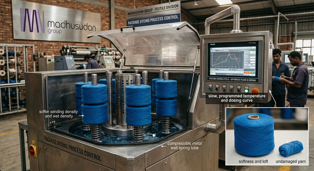 Viscose Yarn Dyeing for Europe: Consistency, Fastness and Pulp Traceability 5 package dyeing viscose yarn